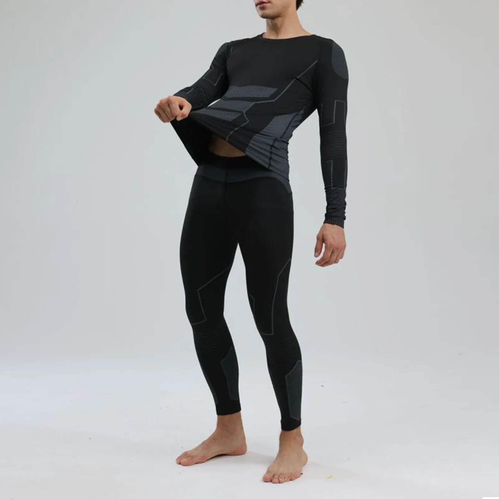 

Men Thermal Underwear Set Shirt Pants Autumn Slim Fit Thermal Underwear Top Bottom Set Black Men Thermal Underwear Shirt Pants