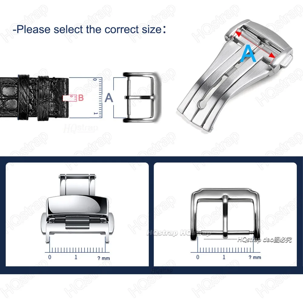 20mm Stainless Steel Watch Buckle for Omega Leather Silicone Strap Clasp Double Press Folding Button Deployment Silver Matte