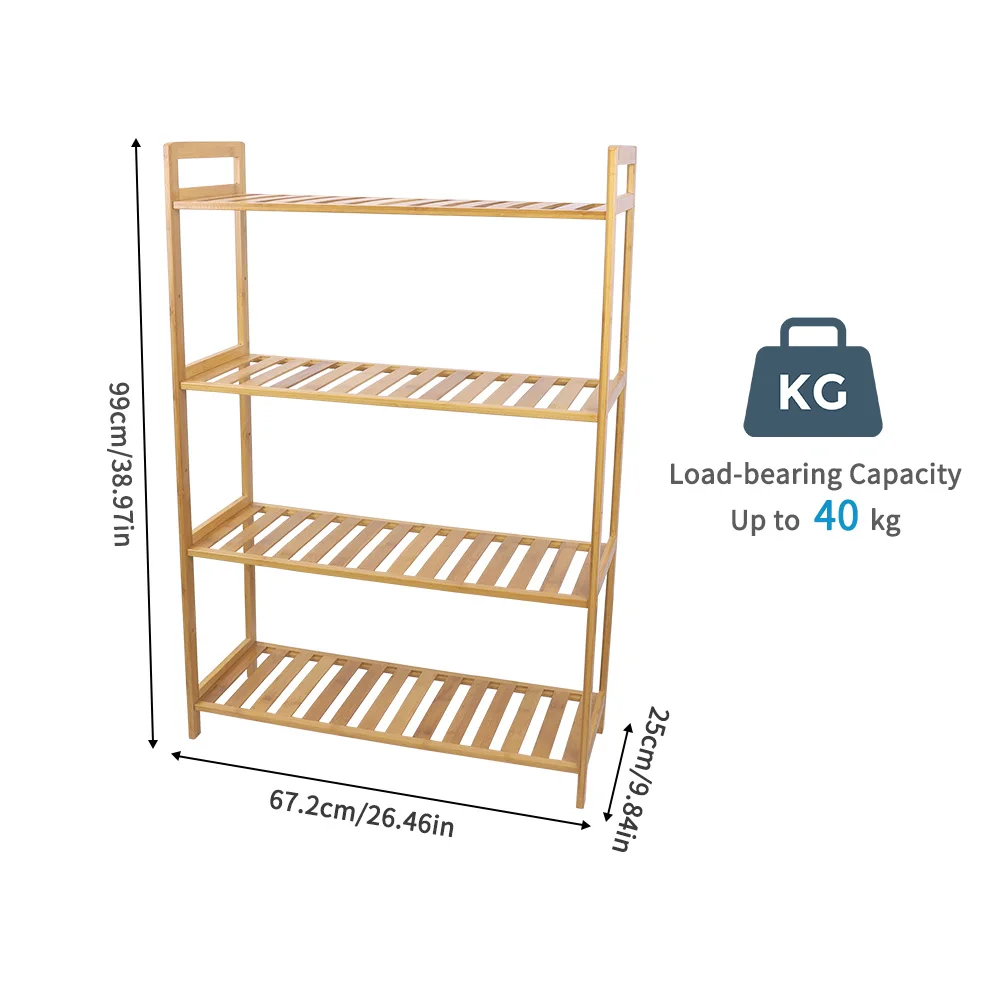 4 Tier Ladder Bamboo Kitchen Bathroom Laundry Shelf BookShelf Storage Rack Shop Display Rack