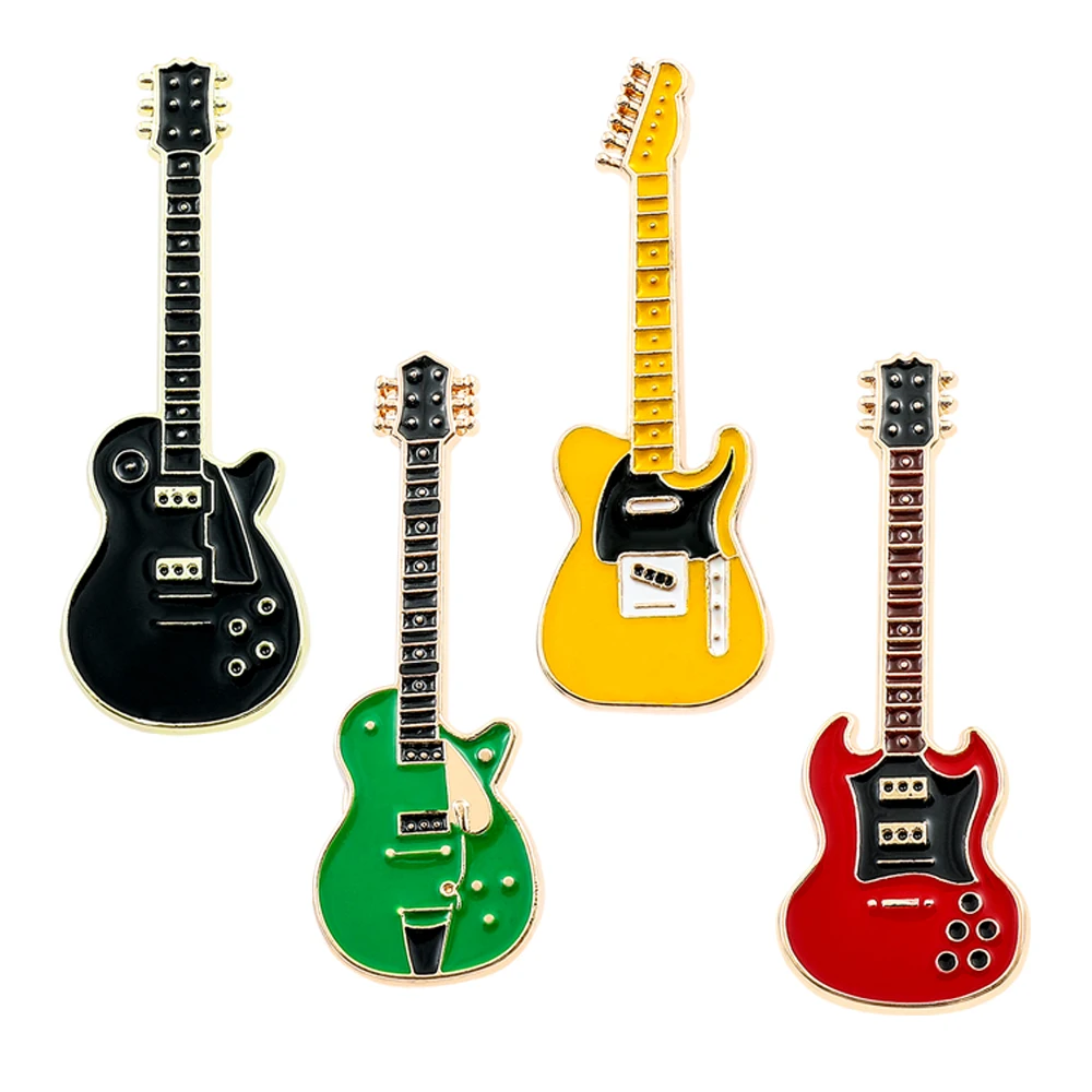 Music Brooch Cartoon Personalized Guitar Violin Bass Musical Instrument Metal Badge Small Gift Wholesale Cap Pins and Badges