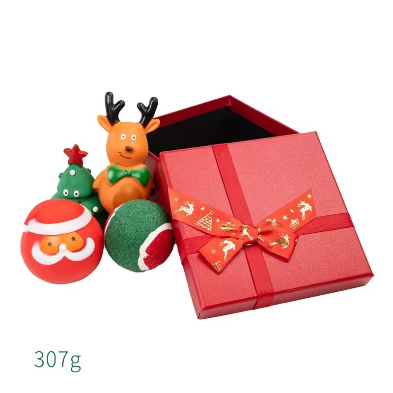 Christmas Pet Dog Toys Set Funny Latex Dog Chew Toy Squeaky Interactive Dog Toys for Puppy Small Medium Dogs Xmas Socks Toy Set