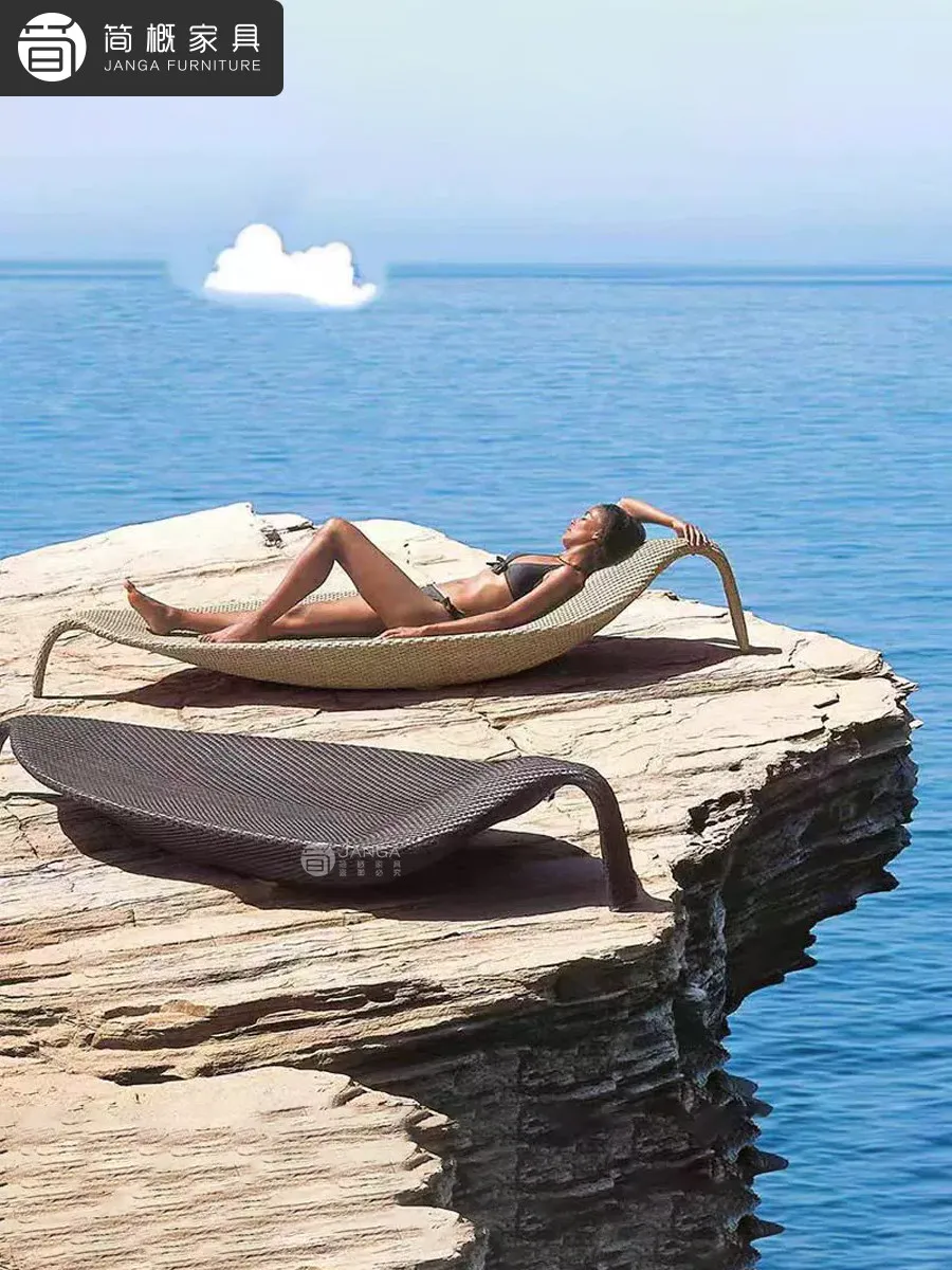 Outdoor reclining lounger - perfect for hotels, villas, and poolside relaxation - creative rattan design