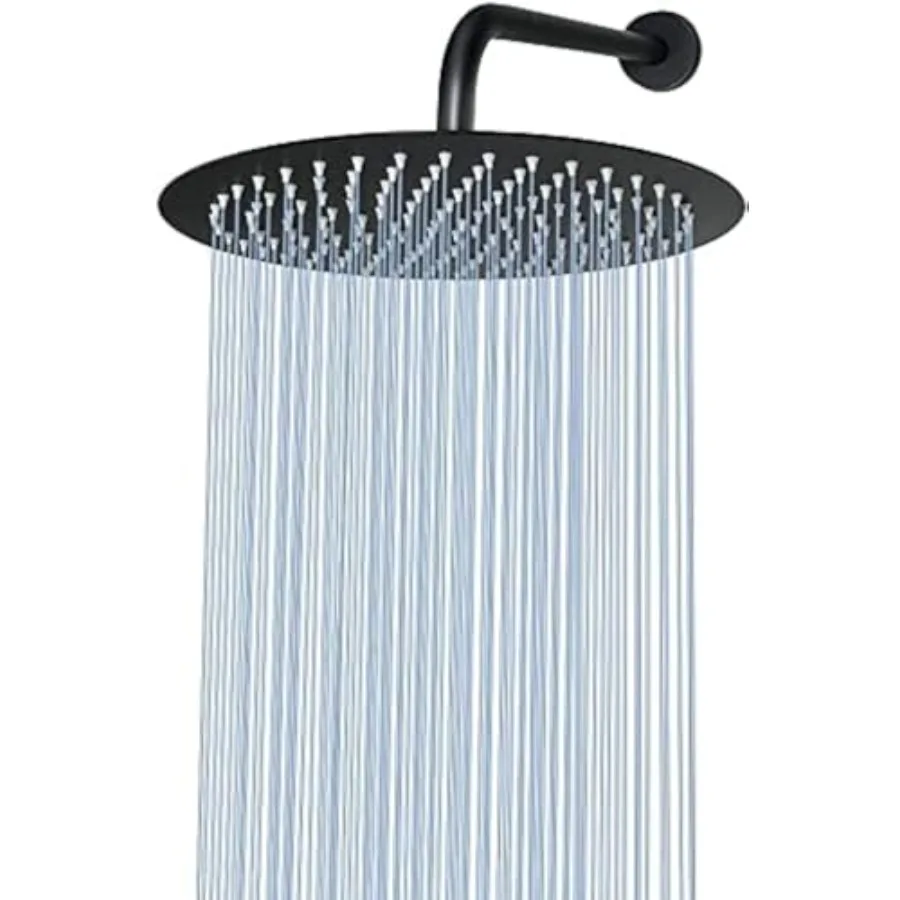 

Round Rain Shower Head With Shower Arm, Large Stainless Steel Rainfall Shower-Waterfall Full Body Coverage 12 Inch