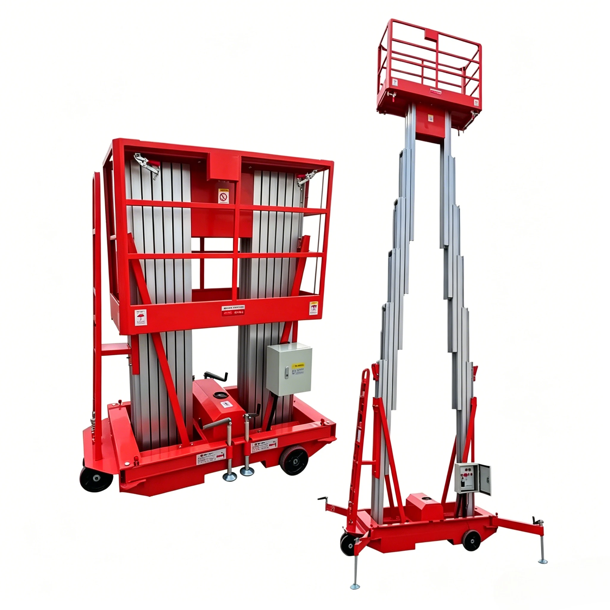 CE Aerial Work Electric 6M 8M 10M 12M Aluminum Alloy One Man Double Masts Vertical Lift Platform Aluminum Alloy Scaffold Custom