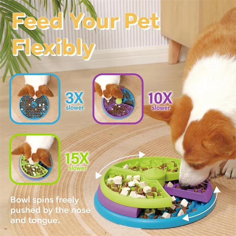

1PCS Pet Puzzle Slow Feeder Interactive Dog Puzzle Game Layers Detachable Slow Eating Dog Bowl Anti-anxiety Dog Feeder Bowl