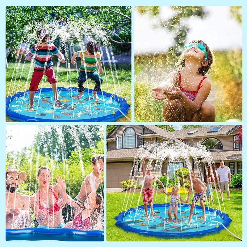 Splash Pad สำหรับเด็กกลางแจ้งของเล่น Chilfren Sprinklers Play Mat สำหรับสนามหลังบ้านสวนน้ำฤดูร้อนเด็กวัยหัดเดินสระว่ายน้ำของขวัญ