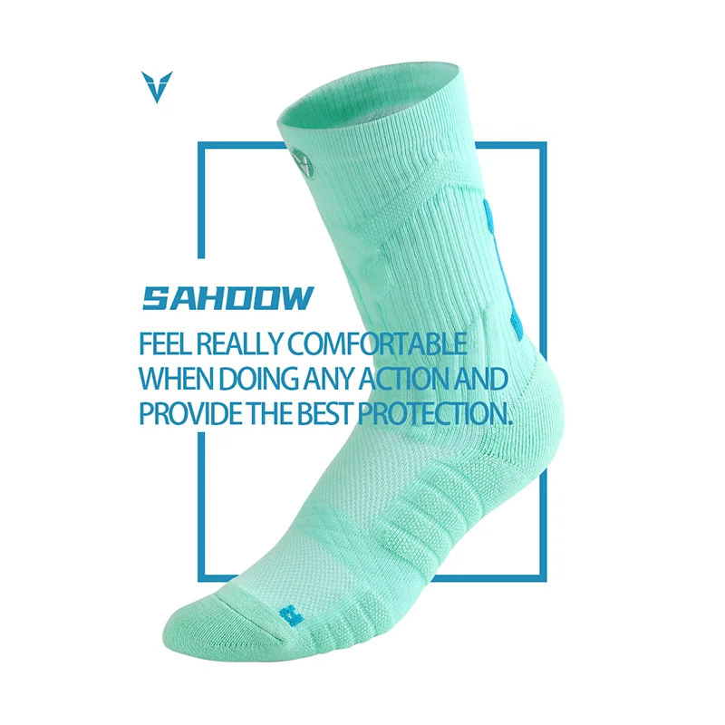 3 Pairs Professional Sports Socks Towel Bottom Non-Slip Ankle Protection Compression Running Socks Crew Length