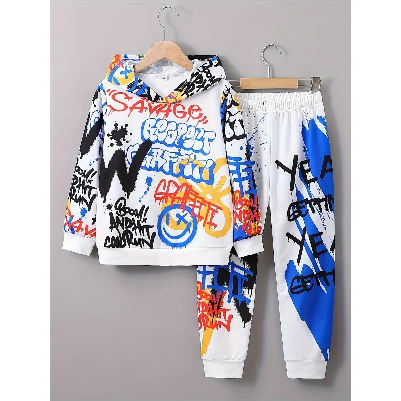 مجموعة سراويل بقلنسوة مطبوعة ثلاثية الأبعاد فضفاضة غير رسمية للرجال لعام 2025