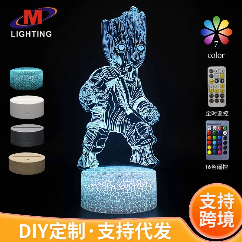 Cartoon 3D Night Light Treeman Series Ornaments Figure USB Touch Desk Lamp Remote Control Room Decoration Night Light Gifts