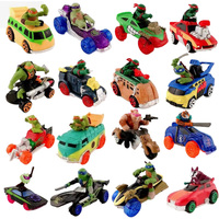 Original Anime Teenages Mutant Ninja Turtles Leo Raph Don Mikey Action Figures Car Model Toys Collect Ornaments Kids Gifts