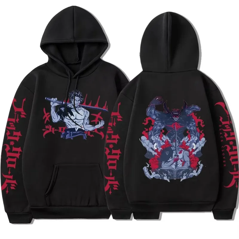 Black Clover Japanischer Anime Hoodie Yami Sukehiro Grafik Sweatshirts Herren Harajuku Kleidung Lässige Übergroße Sportbekleidung