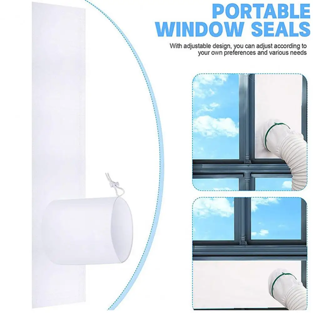 Window Seal Kit with Fastening Strap Drawstring Easy to Install Length Adjustable Full Sealing Hose Design Waterproof Portable A