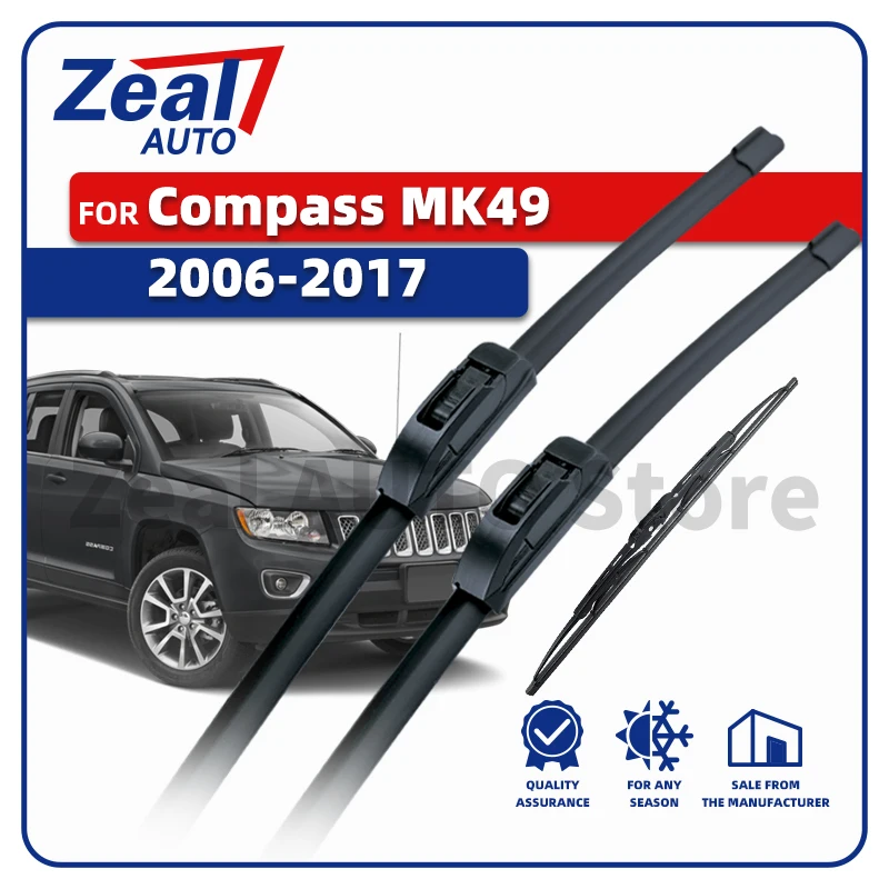 

LHD Front Rear Wiper Blades For Jeep Compass MK1 MK49 2006-2017 2007 2012 2013 2014 2015 2016 Windshield 22"20"11" Accessories