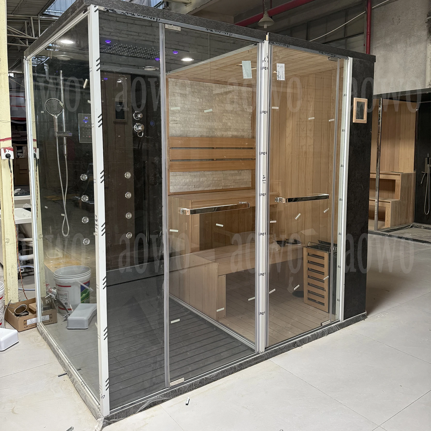 غرفة بخار جافة مستقلة وغرفة مسبقة الصنع بالبخار الرطب Harvia Sauna Si Camera Cu Hamman Pietre Pentru Terapie Cu Sare