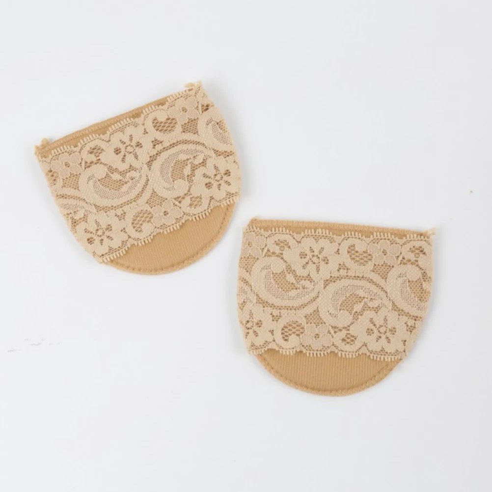 

2pcs Ultra Soft Lace Forefoot Cushion Pads Invisible Sponge Half Insoles For High Heels Anti-Slip Shoe Foot Protectors Khaki