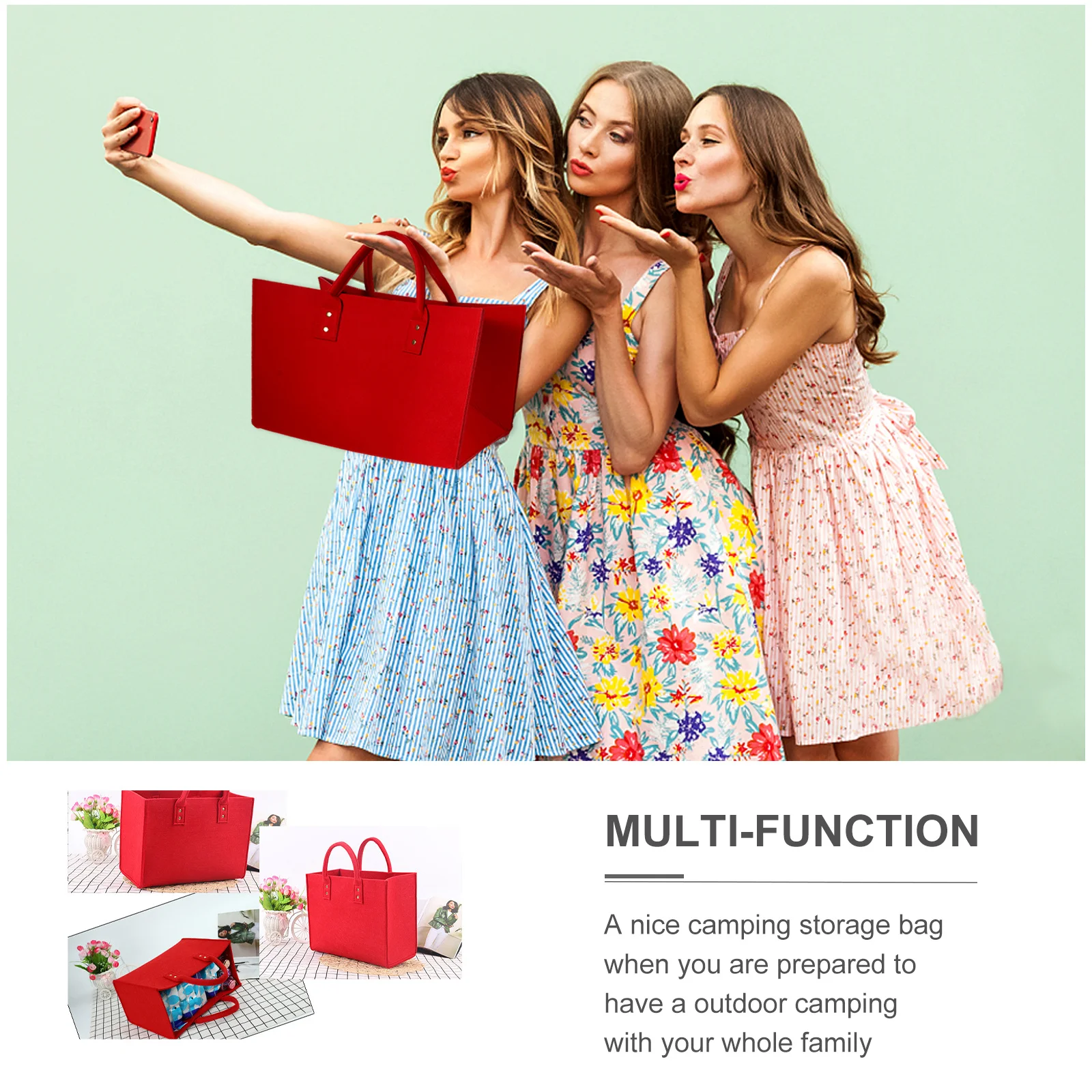 

1Pcs Felt Firewood Basket Foldable Storage Bag Portable for Outdoor Camping Felt Firewood Bag Storage Pouch