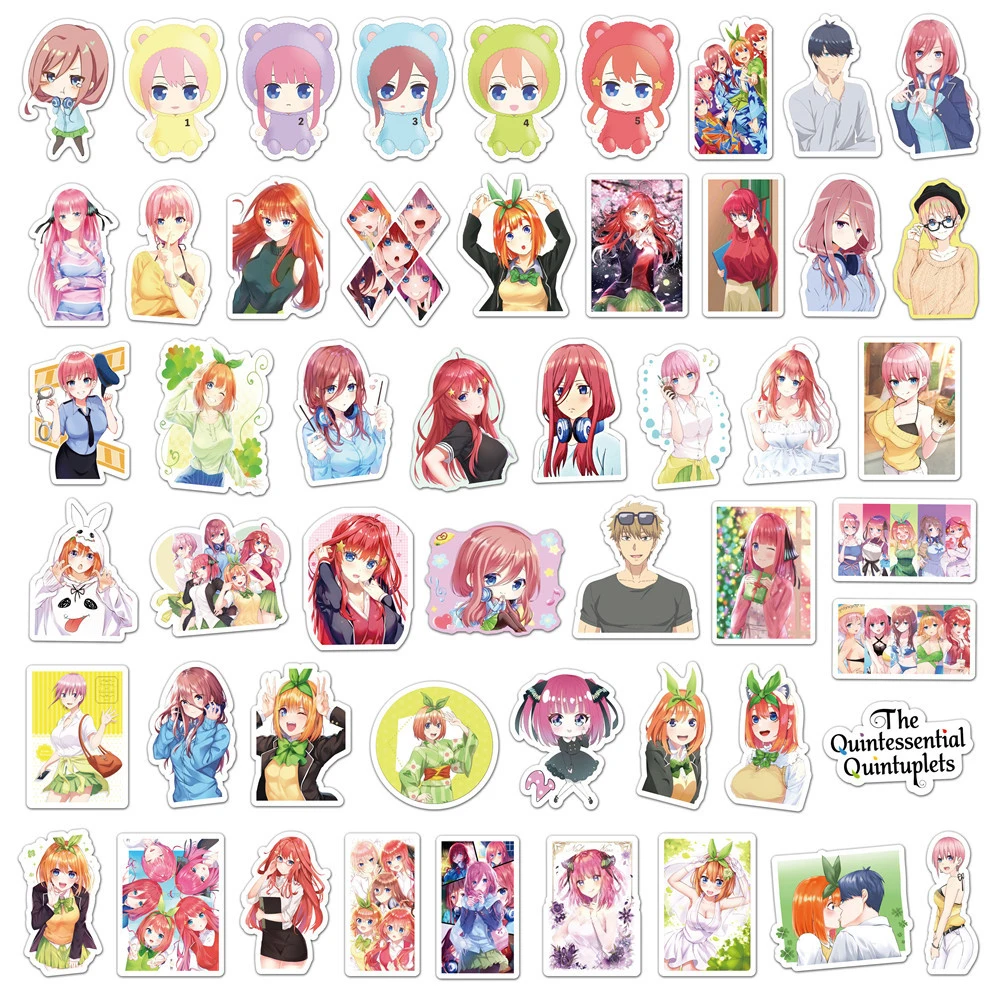 10/30/50pcs The Quintessential Quintuplets Stickers Nakano Miku Itsuki Anime Sticker Kawaii Nakano Nino Yotsuba Cartoon Decals