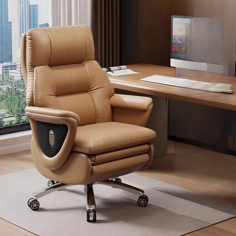 

Genuine Leather Executive Office Chair with Electric Massage - Reclining Desk Chair for Daytime Rest and Prolonged Sitting JT40