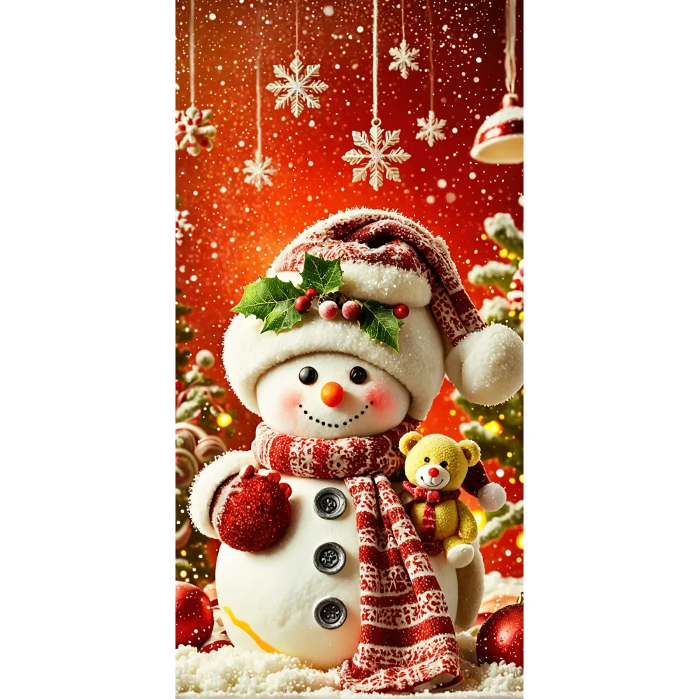 Christmas Cute Snowman Door Banner Ornaments Door Cover Banner Photography Background Indoor Outdoor Snowman Backdrop Decoration