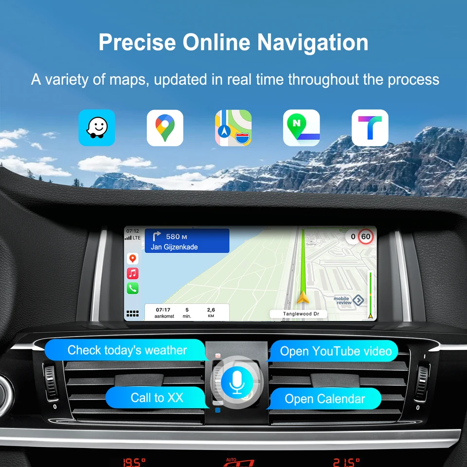 AnyFar Wireless CarPlay Android Auto Retrofit Decoder Box Kit for