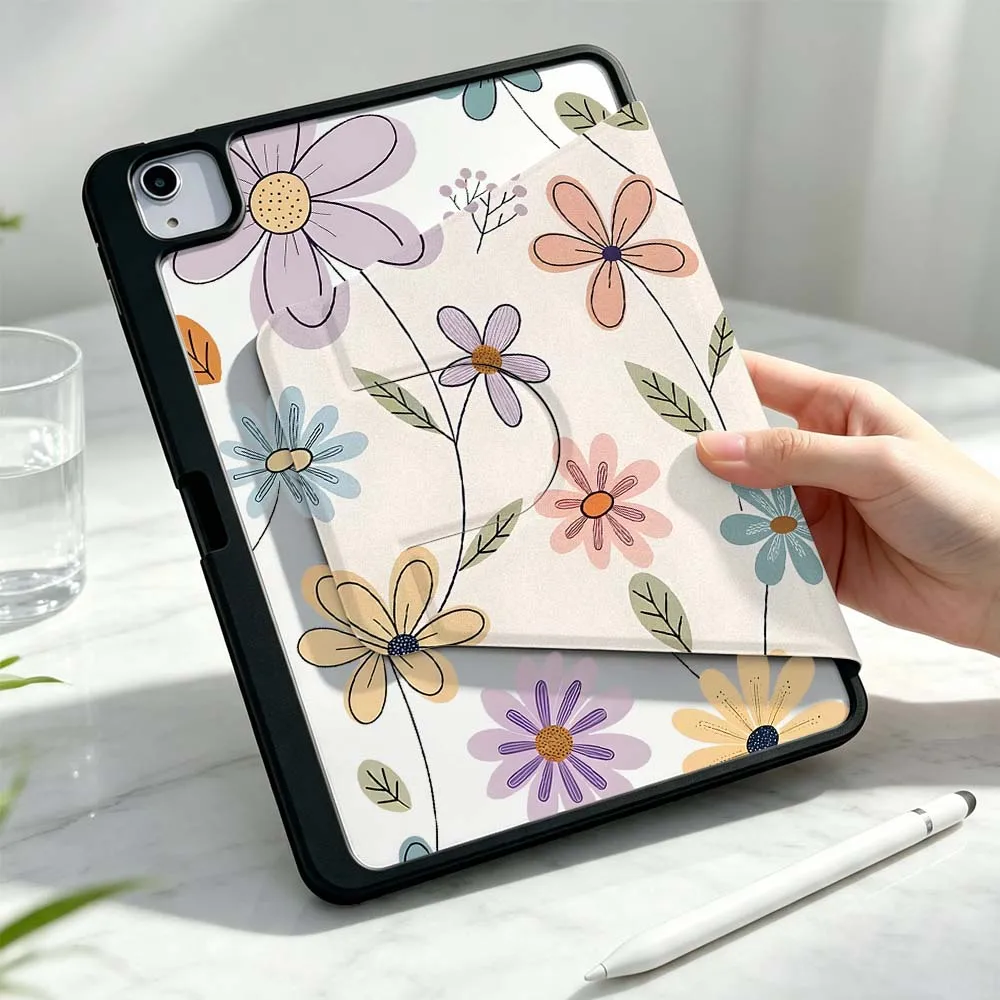 Artistic Design Blowers For iPad Pro Air mini 6 5 4 12th M5 M4 M3 M2 A16 A17Pro 360° Rotation Stylus Storage Tablet Case