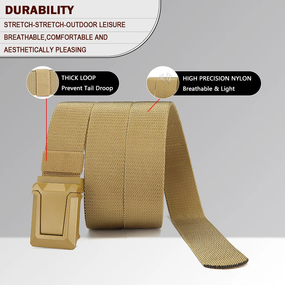 Men's Automatic Slide Buckle Nylon Webbing Belt, Adjustable Tactical Waist Belt For Outdoor Hiking Work Casual Daily Wear