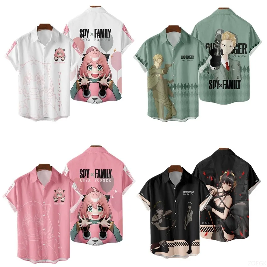 

Spy Play Home Same Style Shirt 2022 Summer New 3D Digital Printed Casual Couple Shirt