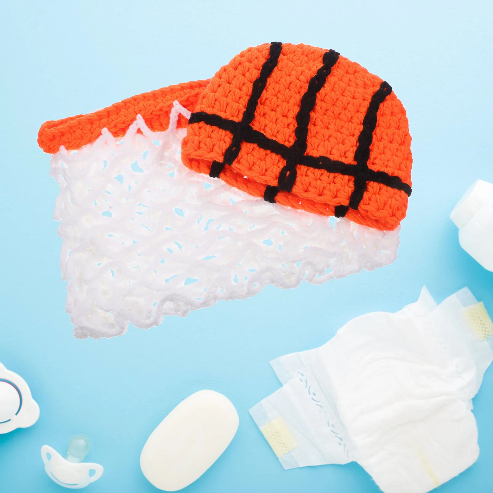 

Baby Photography Prop Knitted Basketball Outfit Newborn Wrap Romper for 0-6 Months Breathable Stretchy Unisex Design Photo