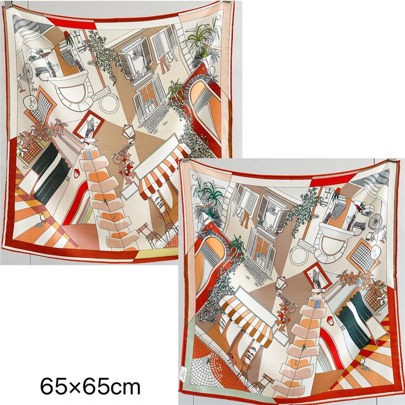 

Double Sided Soft Scarf Luxury Winter Shawls Silk Wool Scarfs Square Warm Bandanas Cashmere Pashmina 65CM Lover Head Gifts