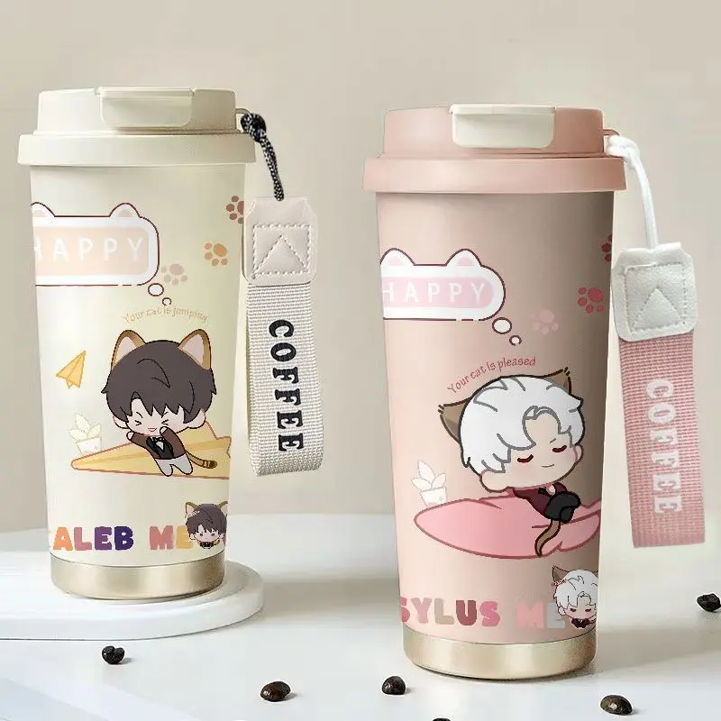 

2025 Love and Deepspace Anime Game Cos Caleb Sylus 530ml Unisex New Cute Portable Insulated and Cold-resistant Straw Cup Present