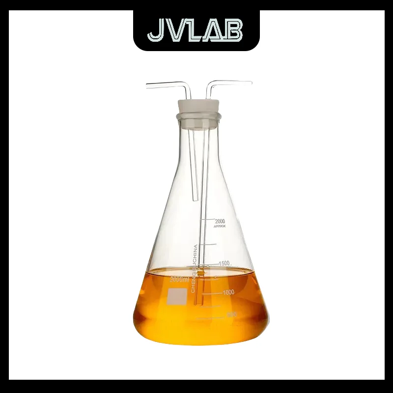 

Glass Gas Washing Cylinder 50-5000ml Conical Scrubber High Borosilicate Rubber Stopper Graduated Scale JVLAB