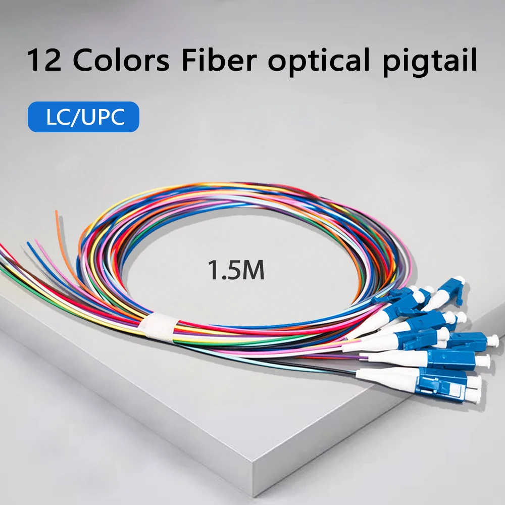 LC/UPC-Pigtail de Fibre Optique Colorée, 12 Couleurs, 0.9mm, Mode Unique, 1.5m, 12 Cœurs