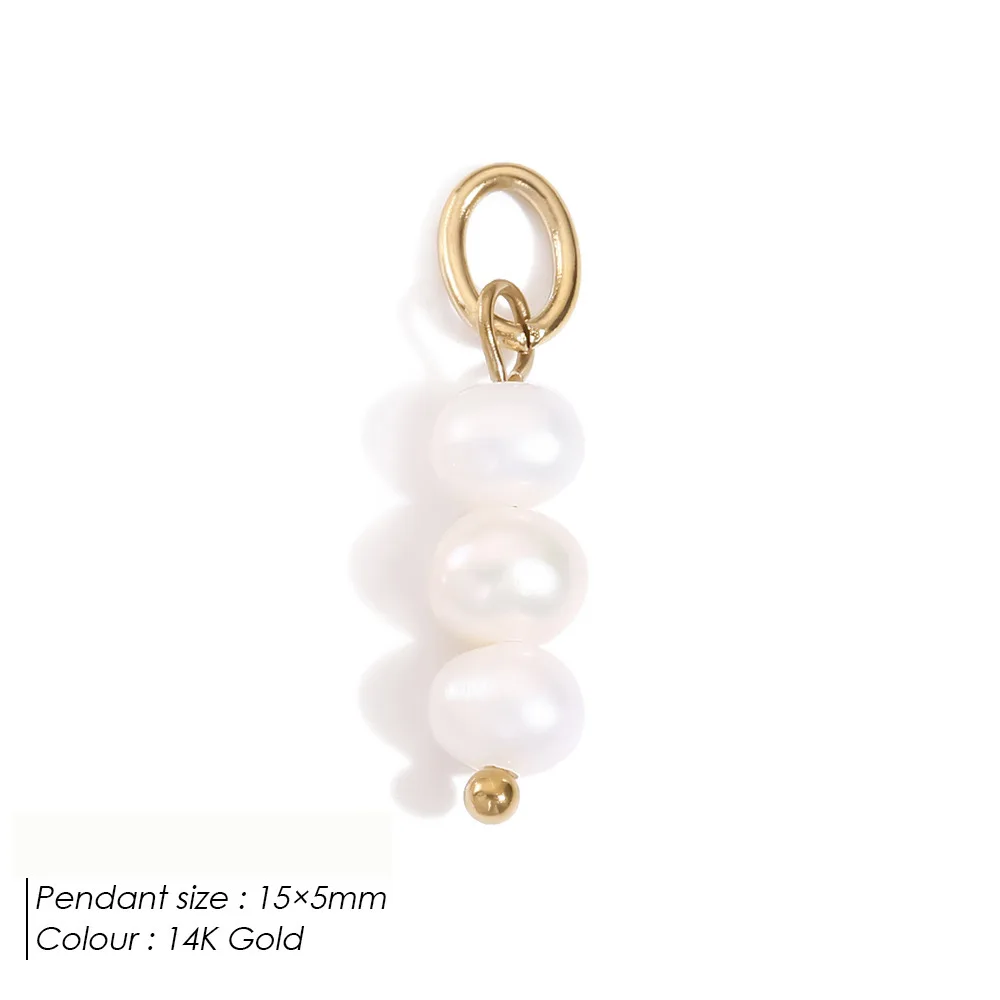 Natürlicher Süßwasserperlen-Anhänger 14K Vergoldeter Edelstahl Barocke Perlen-Charms für DIY Halsketten-Schmuckherstellung Zubehör – Detail 8