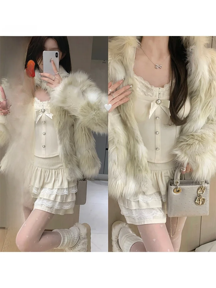 

Princess Style High Waist Velvet Short Skirt Women's Lace Autumn Winter A-Line Cake Skirt Polyester Fiber B3121181