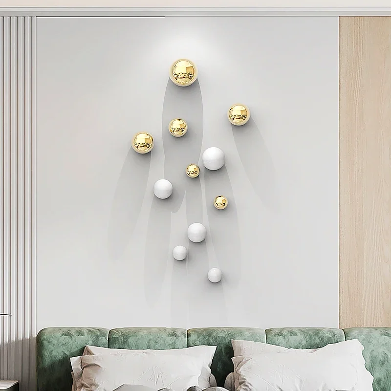 Nordic Imitation Stainless Steel Ball Art Decoration Living Room Wall Home Accessories Hotel Commercial Space Store Wall Hanging