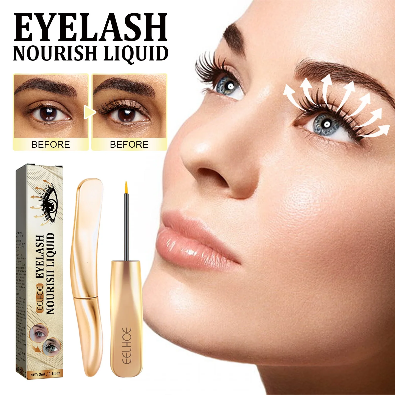 EELHOE Eyelash liquid, Black and Curly Eyelashes, Natural and Beautiful, Slender and Dense Eyelash Moisturizing Care Solution