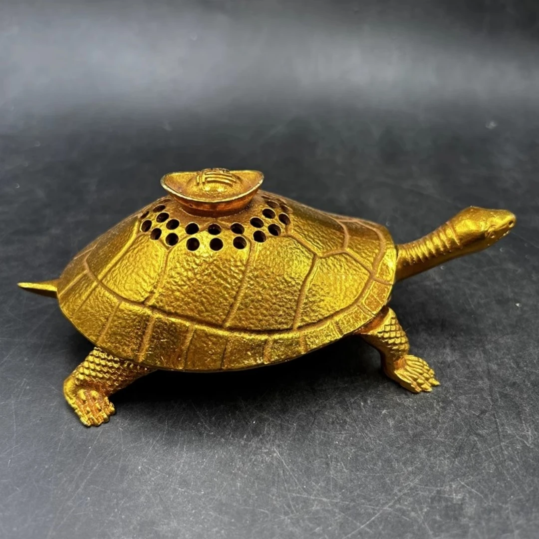 Retro Gilded Yuanbao Turtle Aromatherapy Stove Chinese Home Decoration