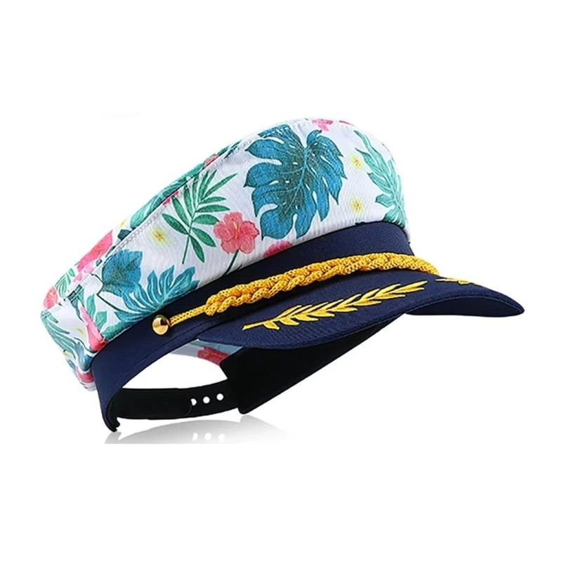 Flower Print Captain Hat Hat Stage Shows Photo Hat Halloween Costume Hat Sailor Hat Masquerades Headwear