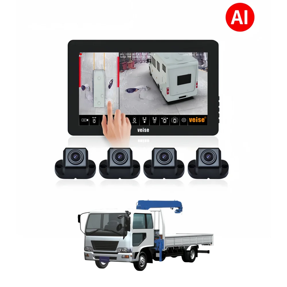 360 Truck Surround Bird View Vehicle Camera System 1080P Wi-Fi/GPS Tracking With Recording For Loader Crane Truck