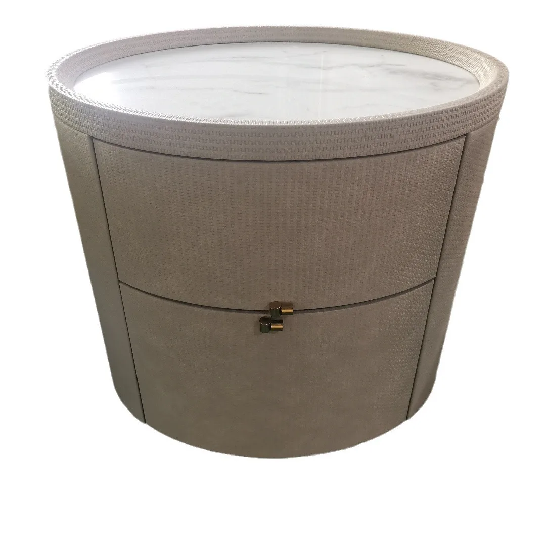 

American style, light luxury, round, bedside table, simple, solid wood
