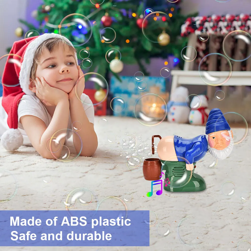 Macchina per bolle di testa di Babbo Natale Scoreggia elettrica creativa Babbo Natale con suono e luce Bomboniere natalizie a batteria