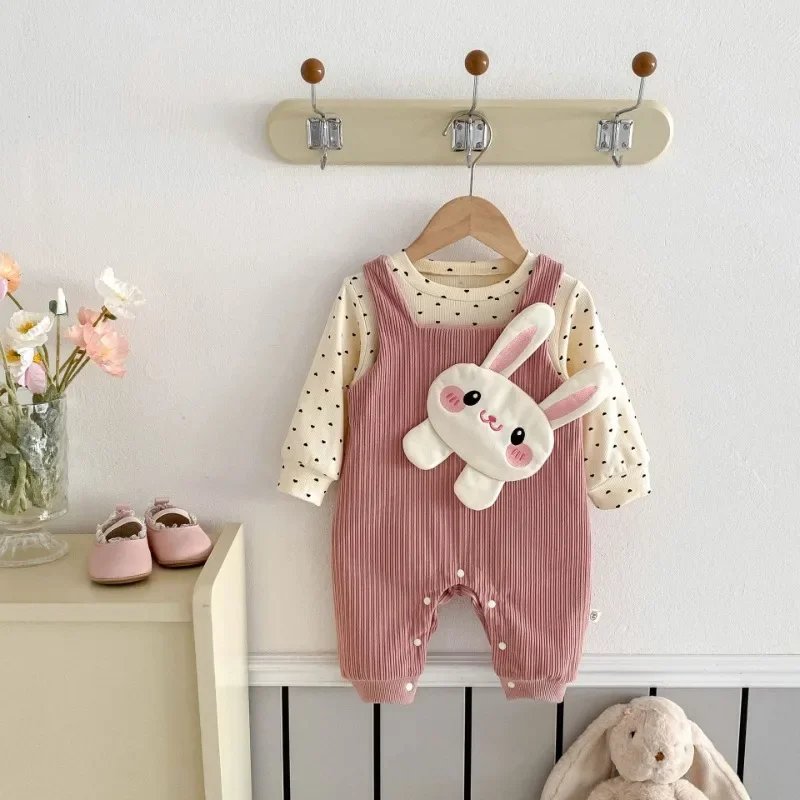 

Baby Jumpsuit 0-2 Years Old Autumn Children Clothing for Baby Girls Cute Polka Dot Base Shirt