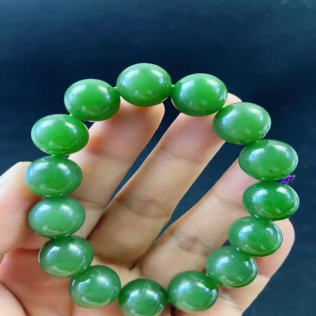 

Hetian Jade Jasper Yang Green Bracelet 14 Jewelry HTB003