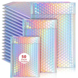 50Pcs Shipping Bags Metal Bubble Mailer Holographic Small Business Supplies Packaging Envelope Mailing Office School