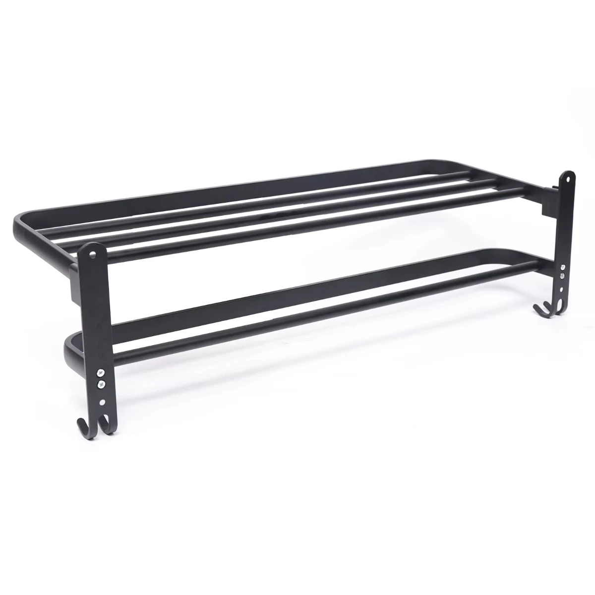 Punch-free Space Aluminum Bathroom Folding  Rack Black Folding Towel Rail Rack Multiple  Shelf  Decor Ecoco Acrylic shelf Racks