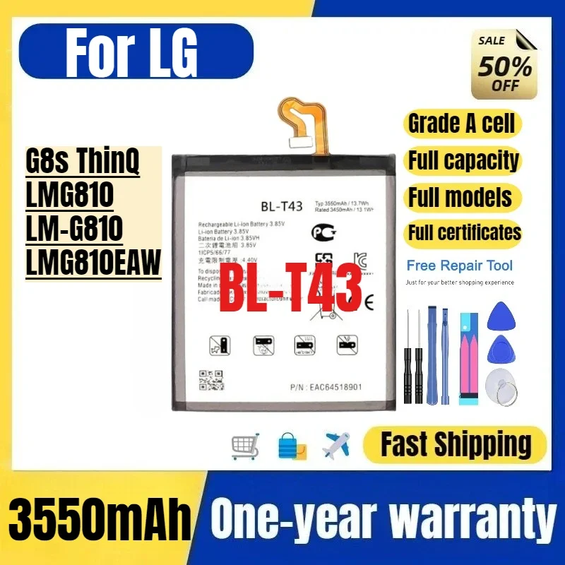 BL-T43 for LG G8s ThinQ/LMG810/LM-G810/LMG810EAW Mobile Phone Battery High Quality  Replacement Bateria Grade A Cell with Tools