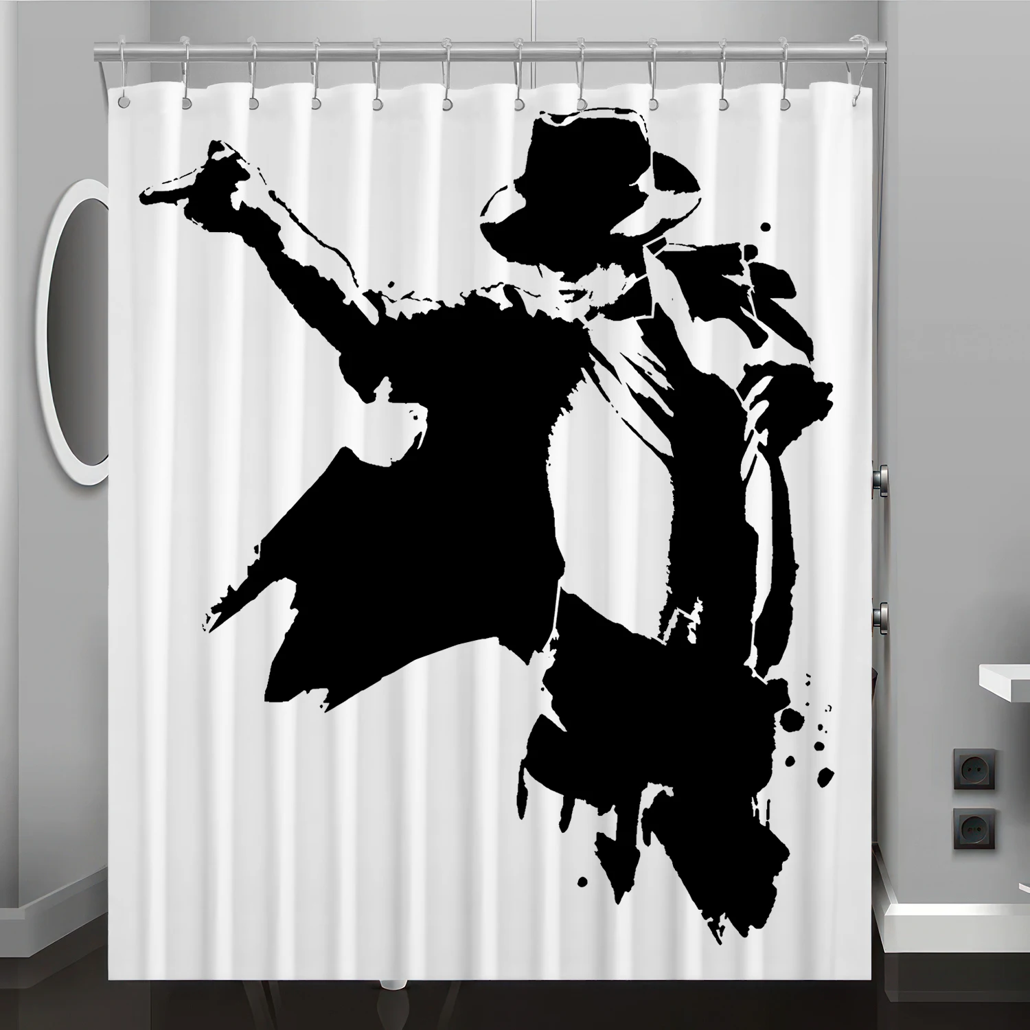 Singer pattern digital print shower curtain