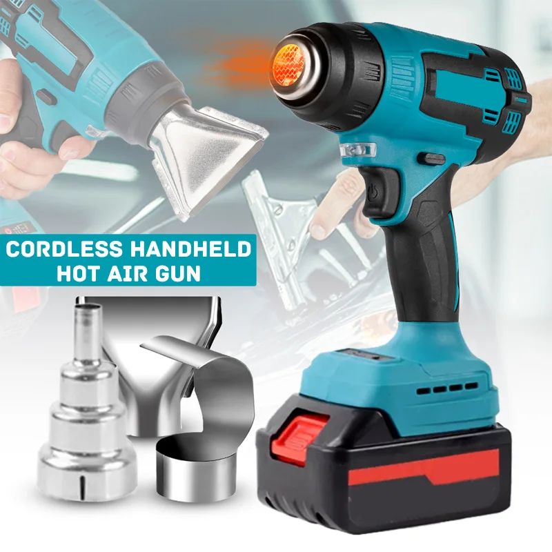 2000W Electric Heat Gun for Makita 18V Battery Cordless Handheld Hot Air Gun with 3 Nozzles Industrial Home Hair Dryer