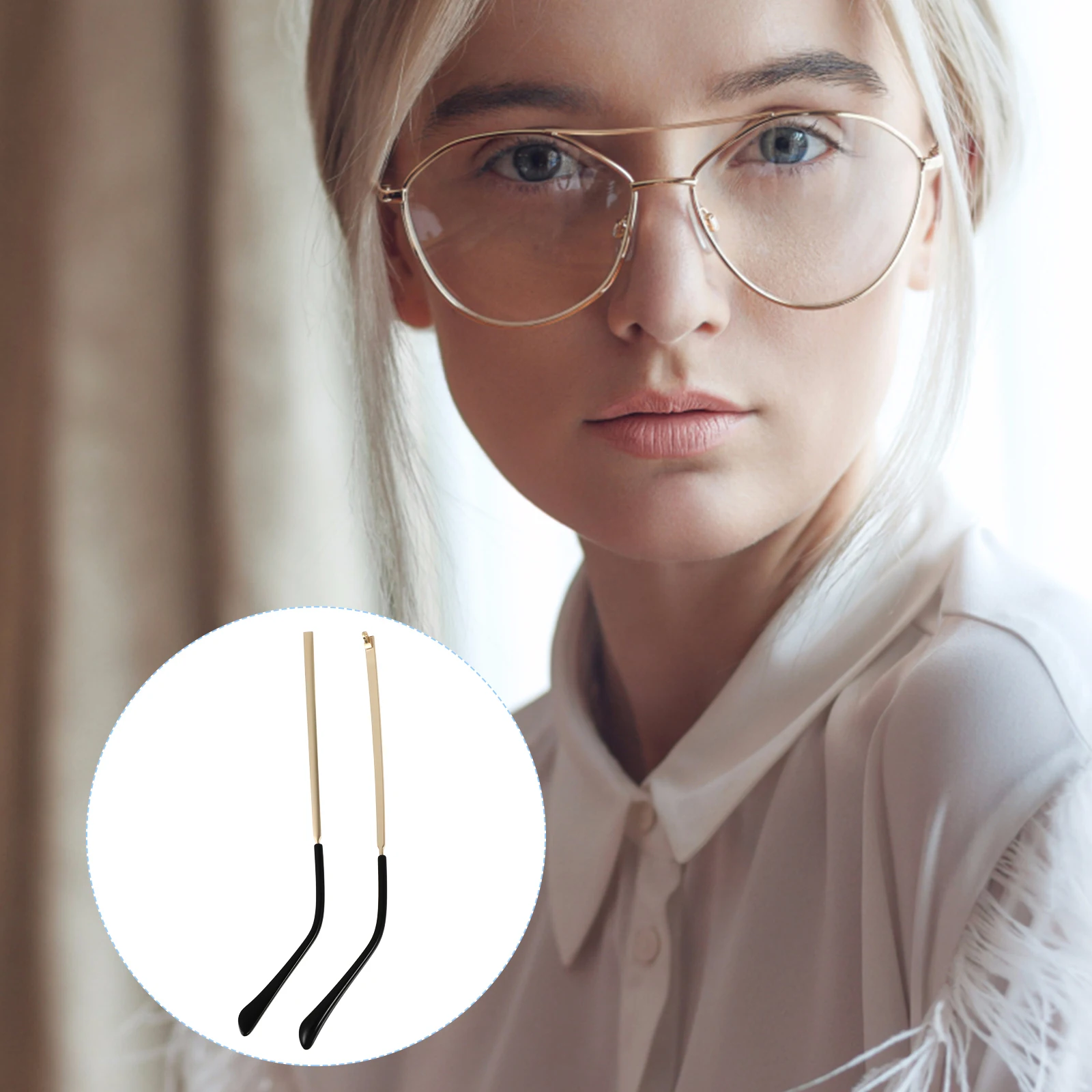 

Glasses Legs Replacement Eyewear Frame Temple Metal Hinged Arms Black Soft Sunglasses Reading Myopia Universal Fit Comfortable