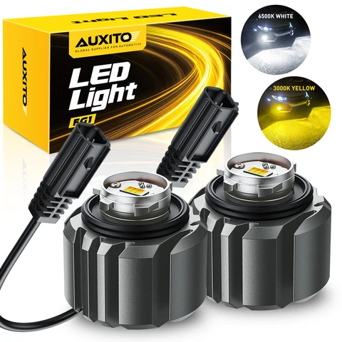 2 шт. светодиодные противотуманные фары AUXITO L1B 80W 16000LM Canbus, дневные ходовые огни (DRL) для Toyota Honda, желтые/белые автомобильные лампы без вентилятора, 12V